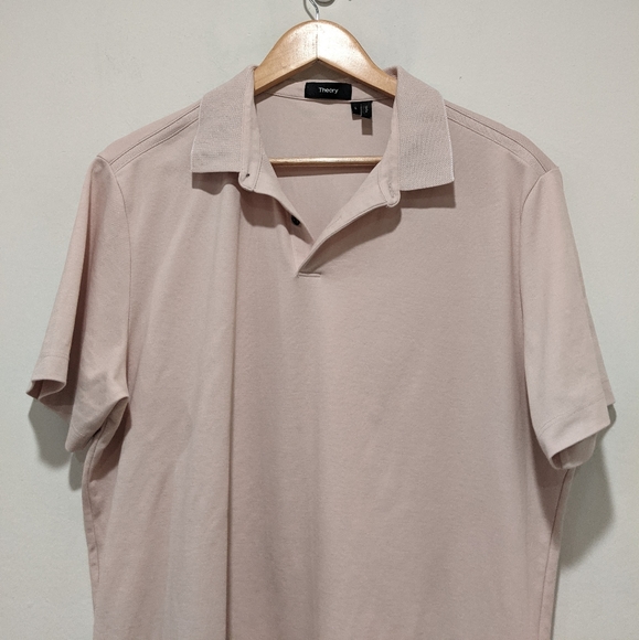 Theory Willem Petal Pink Polo Short Sleeve Shirt - Picture 5 of 14